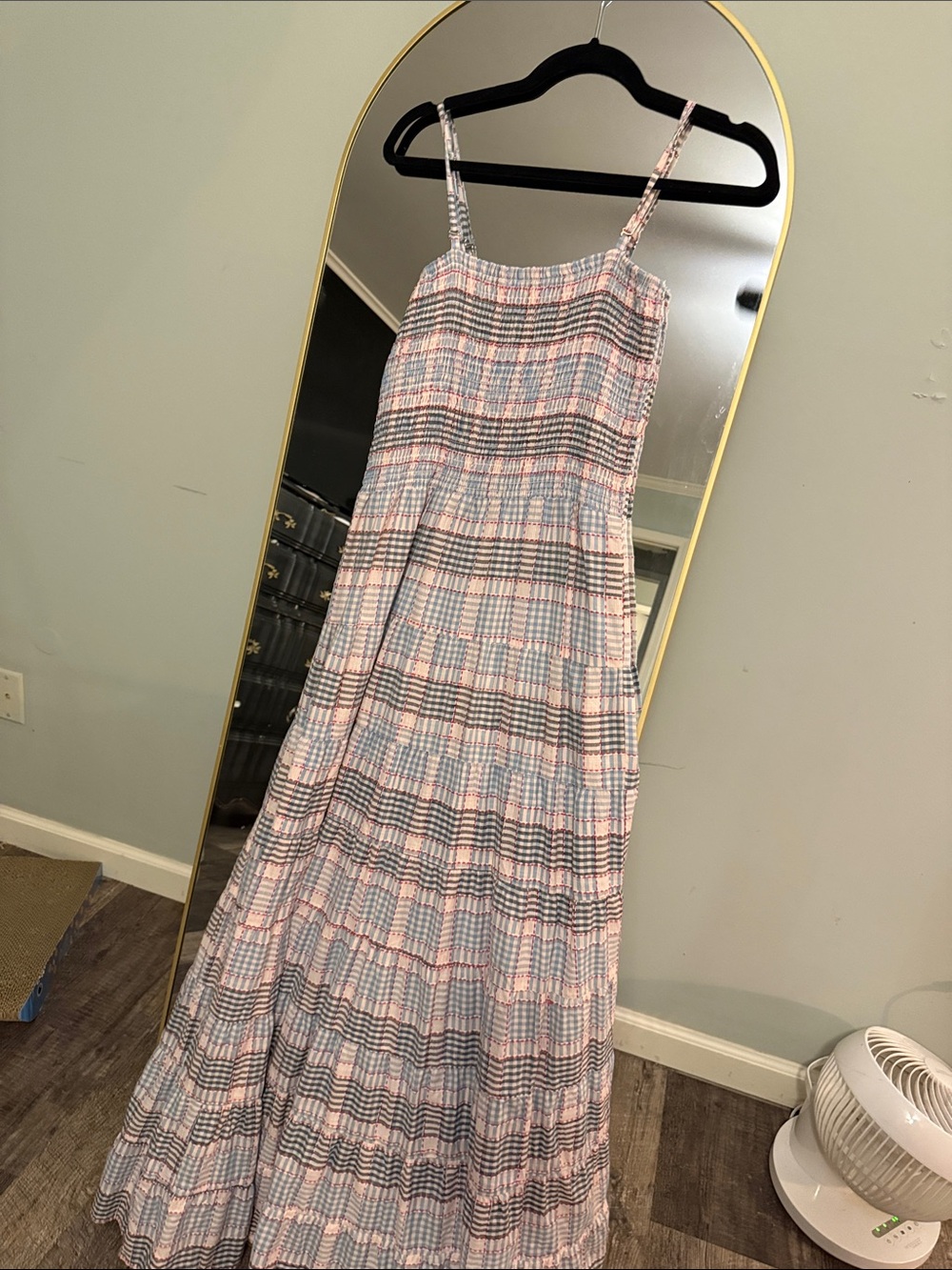 Spaghetti strap Red & Blue Gingham& Plaid Maxi Dress perfect Americana cutie